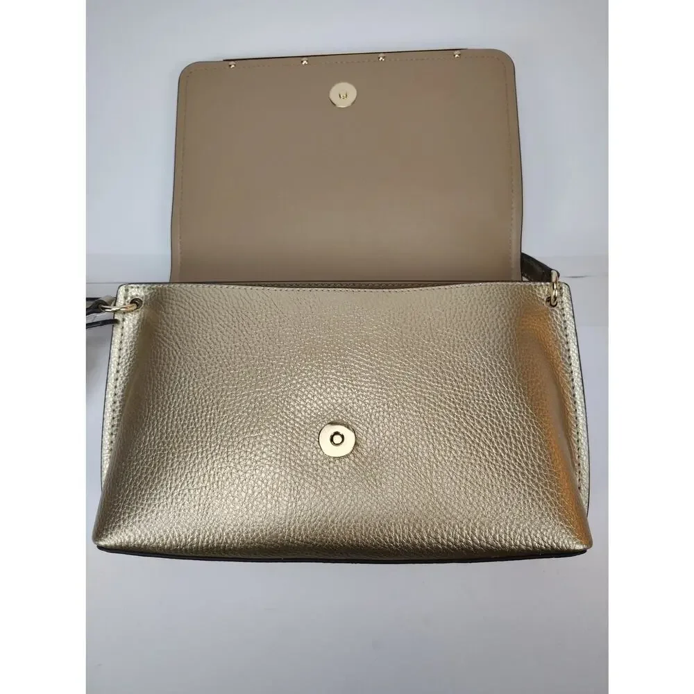 Michael Kors Evelyn Medium Flap Crossbody B Pale Gold - NWT